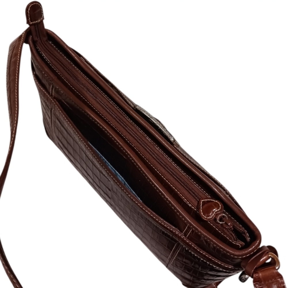 Brighton Anabella Croc Embossed Leather Shoulder Bag Retired - Picture 7 of 16
